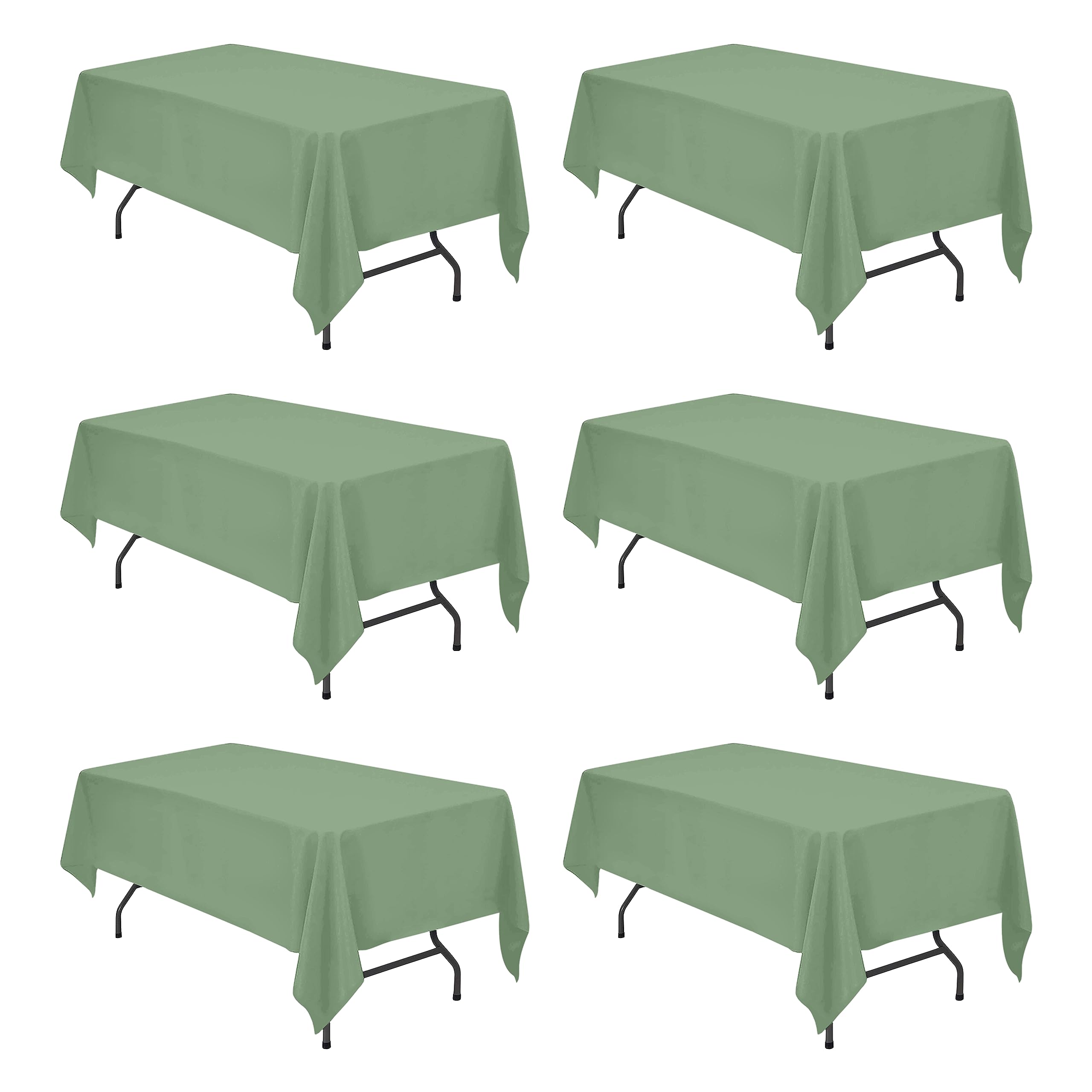 BRILLMAX 6 Pack Sage Green Tablecloths 60x102 Inch for 6ft Rectangle Tables