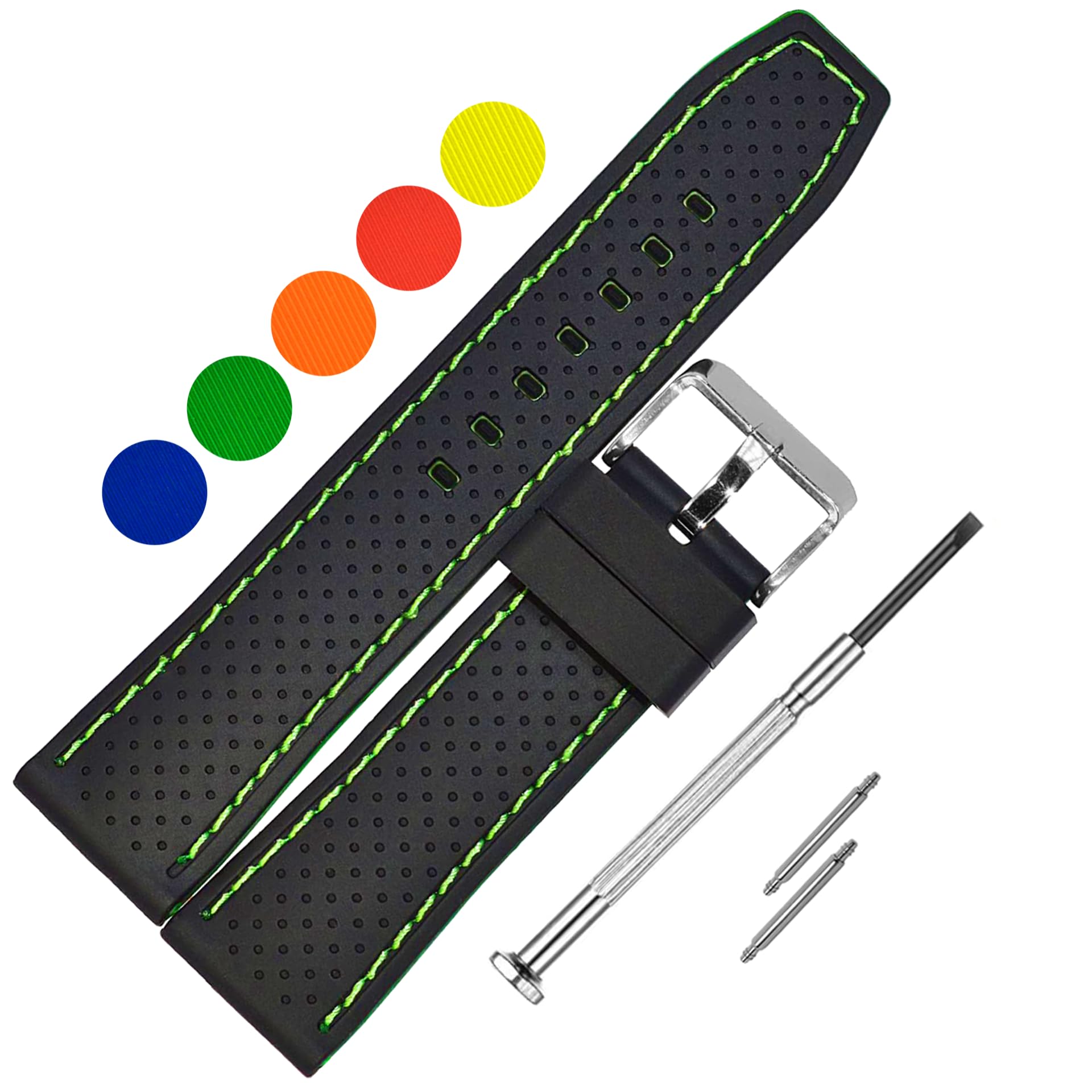 DBLACK EMPIRE Dual Color, Premium Silicone Watch Strap // For 20mm, 22mm, or 24mm (Choose Your Size & Color) (Black & Green, 22mm) (B0D8GH29P1) Amazon Price History, Amazon Price Tracker