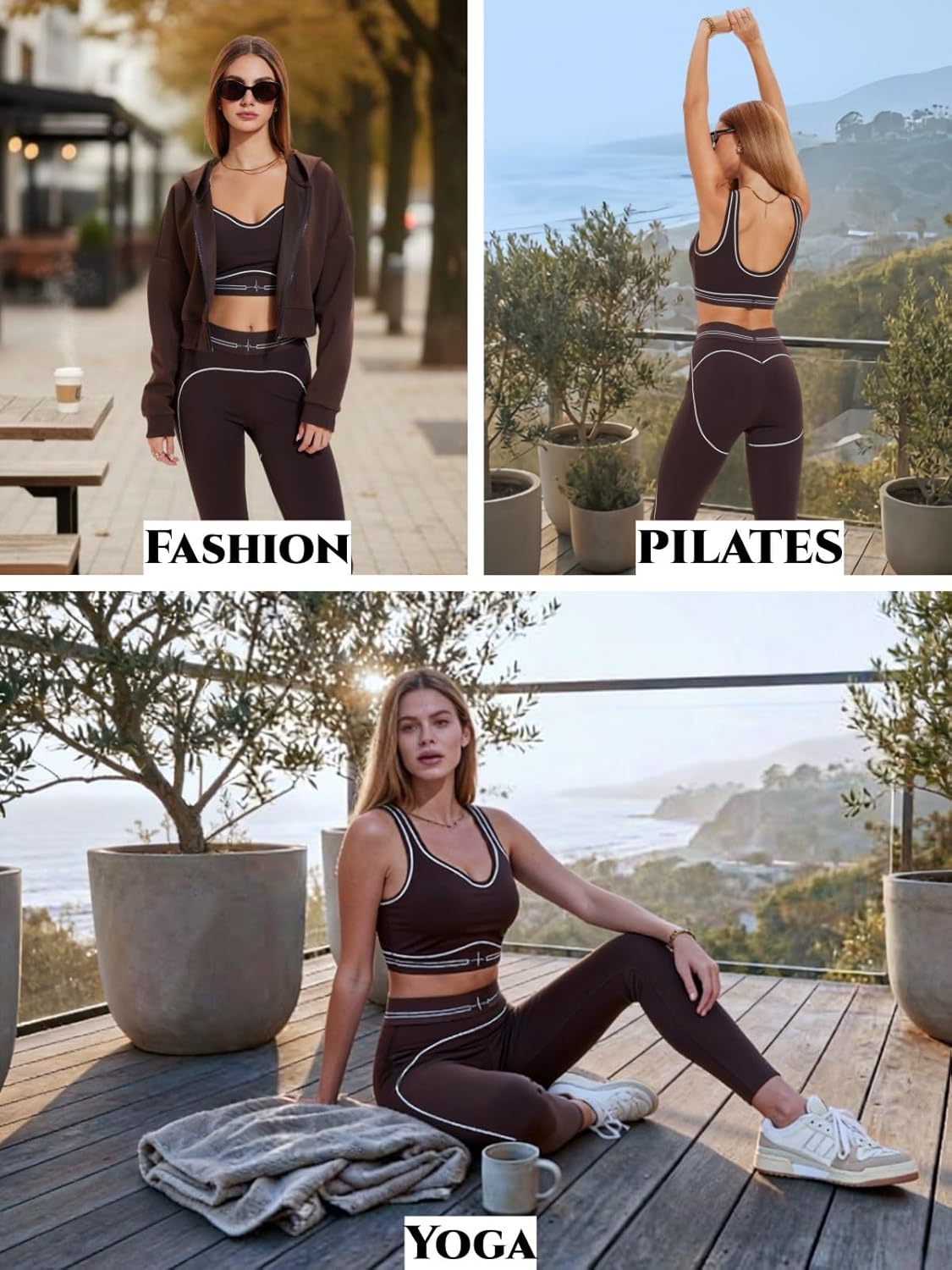 AFZ Yoga Sets for Women with Pockets 2 Piece Workout Pilates Outfits Leggings Sports Bra Athletic Sets - Image 3