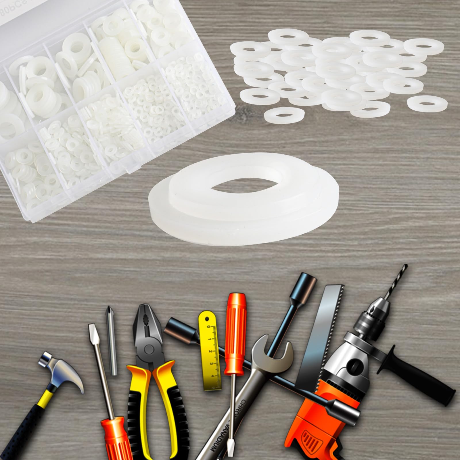 Snapklik.com : 680 Pcs White Nylon Washers For Bolts, Plastic Flat ...