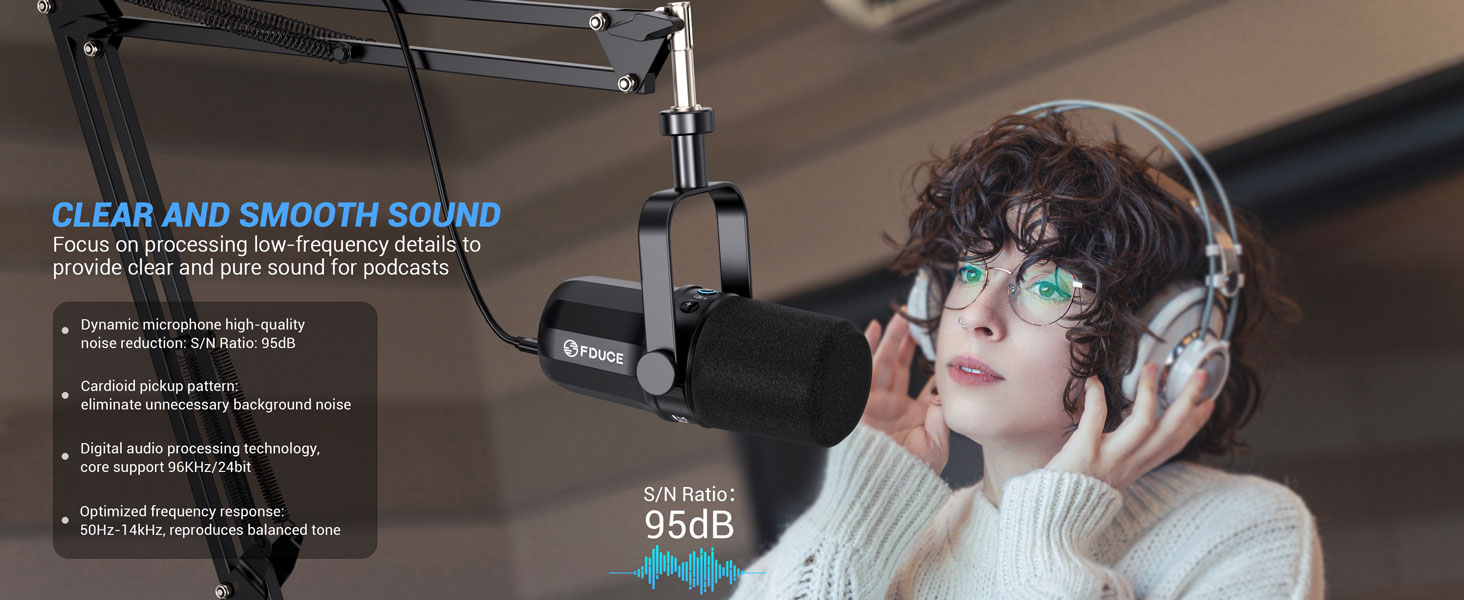 FDUCE SL40+ Dynamic Podcast Microphone,USB/XLR Microphone kit for