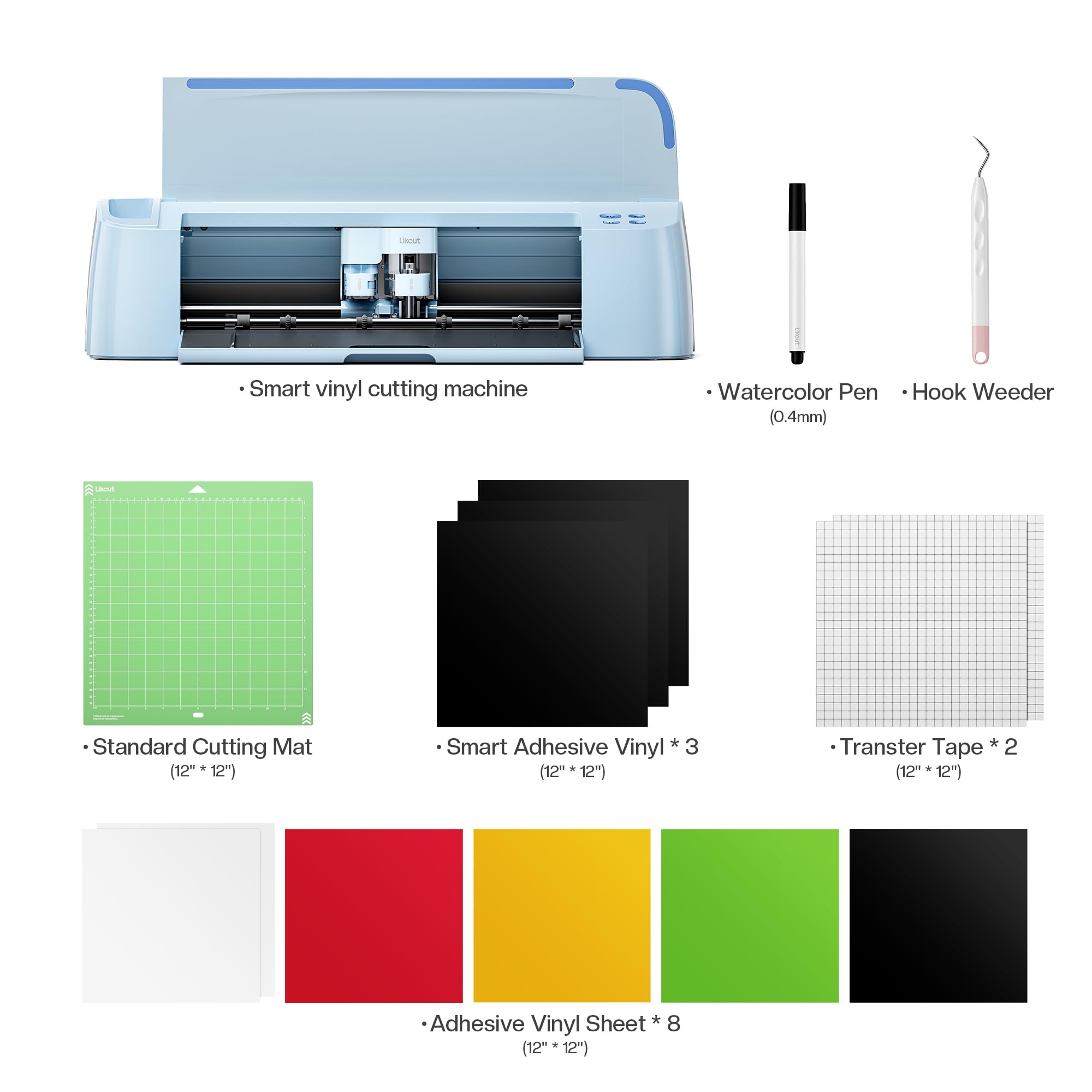 Likcut S31 Plotter da Taglio A3 con Funzione Print-Then-Cut - Adatto per Vinile, HTV e Cartoncino, Ideale per Sticker, T-shirt e Scrapbooking, Set con Materiali e Accessori, Blu
