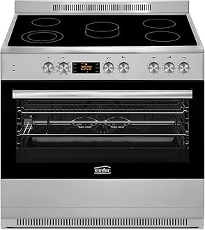 90X60 Ceramic Cooker with 5 Zones, Gray Ceramic + Catalytic Coating, 8 Cooking Function, 107 Oven Capacity, Cooling Fan, Removable oven Glass, Digital Display SMF9067VCH
