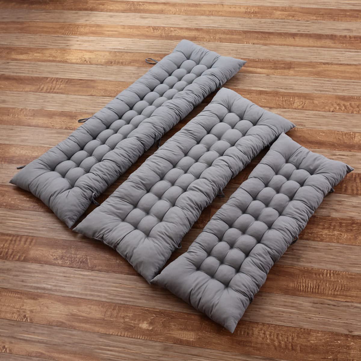 Cuscino per panca con lacci per sdraio da giardino all'aperto, 2/3 posti, imbottitura lunga per panche interne, finestra a golfo, mobili in pallet, cuscini in cotone trapuntato (120x45 cm, blu navy)