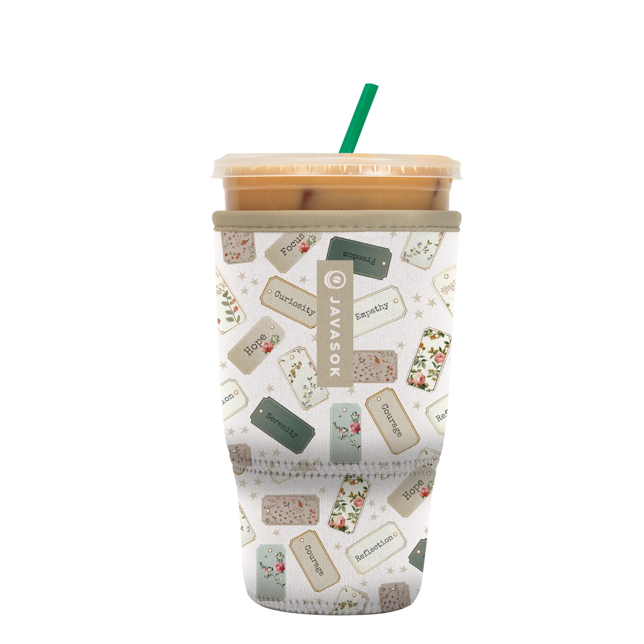 Sok It JavaSok Iced Coffee &amp; Cold Soda Insulated Neoprene Cup Sleeve (Daily Intentions, Large: 30-32oz)
