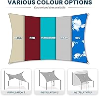 Vista 6 de COARBOR Toldo rectangular impermeable, perfecto para patio, exterior, jardín, personalizado, rojo, 16 x 16 pies