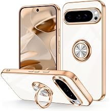 Dinick White for Google Pixel 10/10 Pro Case with Ring Holder Kickstand