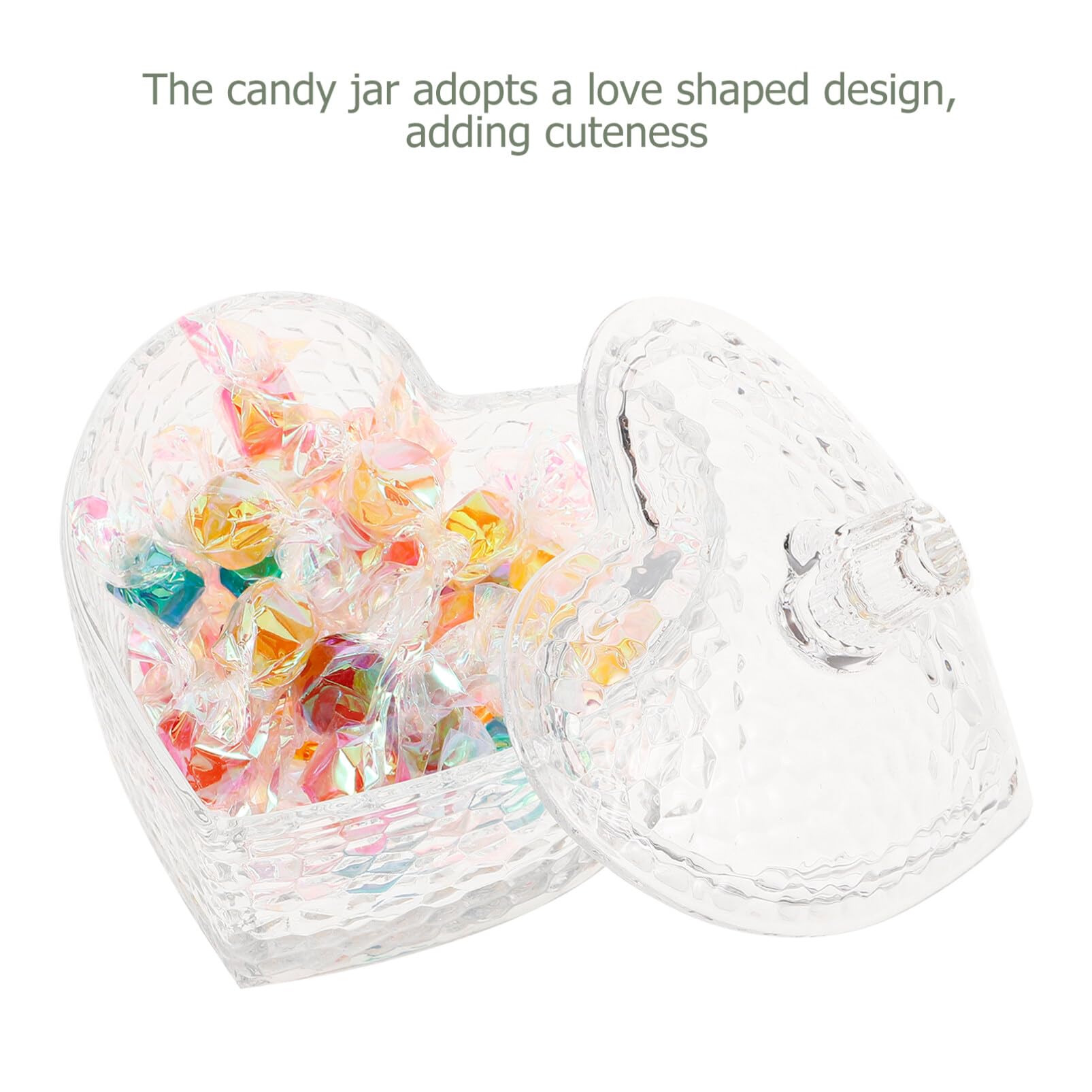 Cabilock Glass Heart Shaped Jewelry Box Candy Dish with Lid Ring Earring Trinket Storage Box Vintage Jewelry Trinket Holder Box Organizer Decorative Jar - Image 2