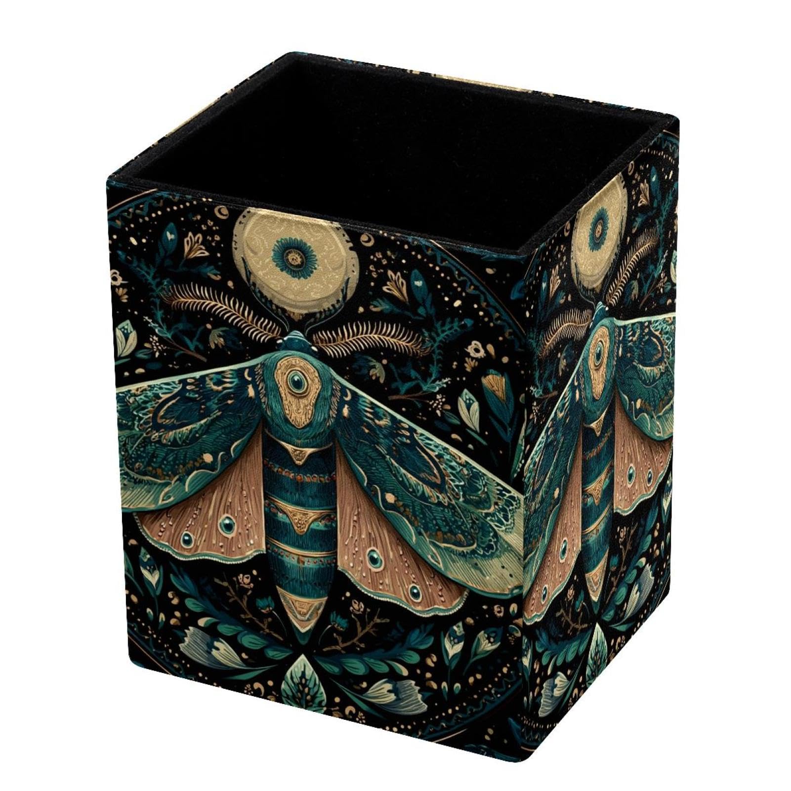 VAPOKF Pencil Holders for Desk, Moth Printed Pen Holders Pen Pot Makeup Brushes Storage Desktop Stationery Supplies Organiser for Home Office
