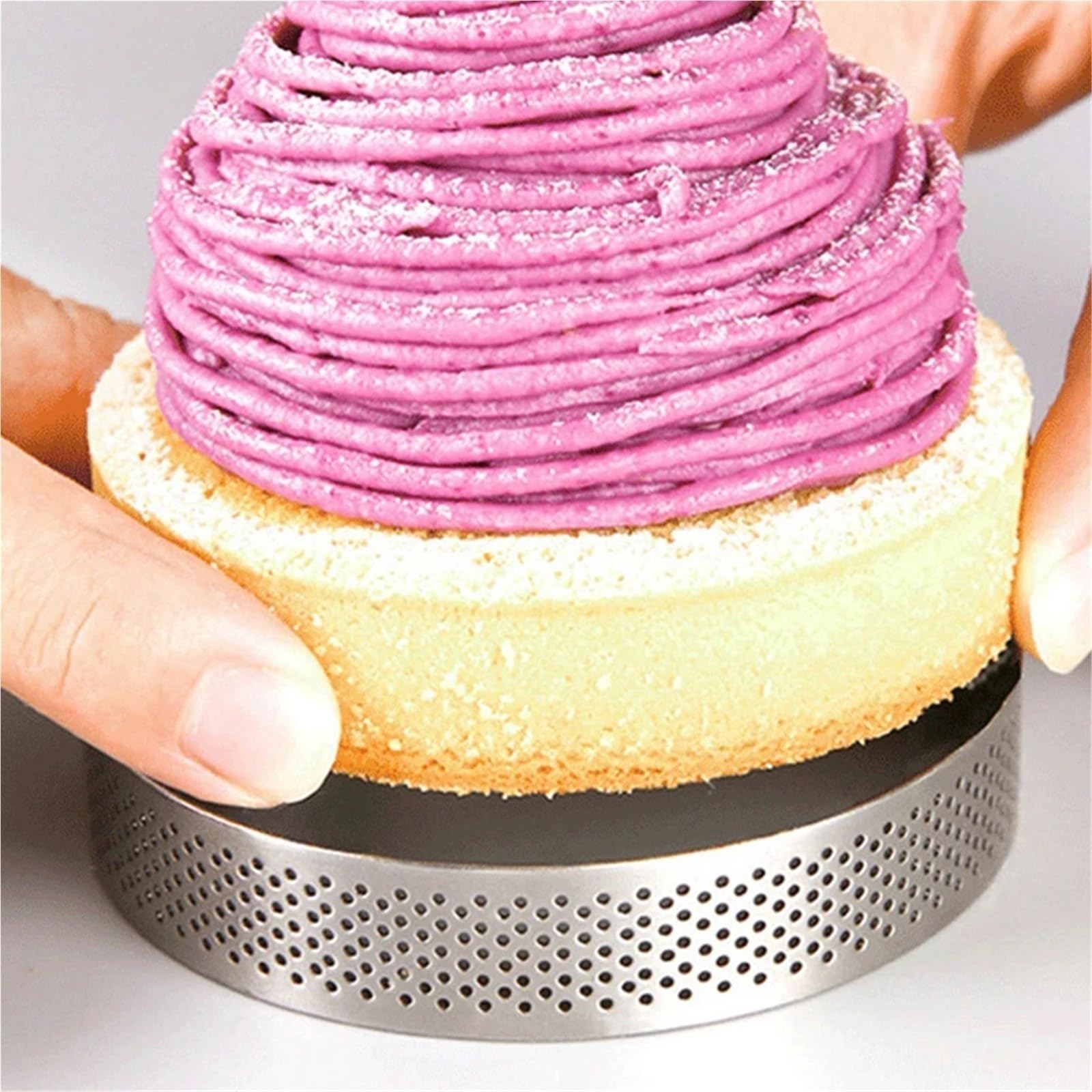 Anillo Para Tarta 12 Uds. Molde de anillo de Mousse de acero inoxidable, anillo Circular for tarta, molde ovalado for pastel, queso, pastel de fruta perforado, molde for hornear pasteles de cocina Ani