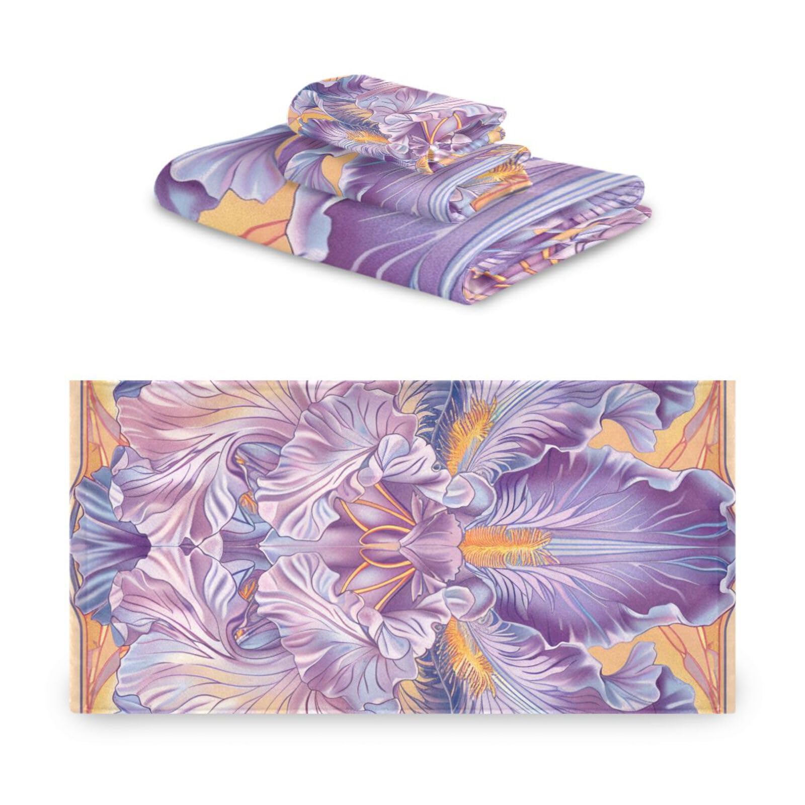 Set di 3 asciugamani morbidi in stile bohémien con fiori e fiori, 1 asciugamano da bagno, 1 asciugamano per mani, 1 panno per la casa, cucina e famiglia