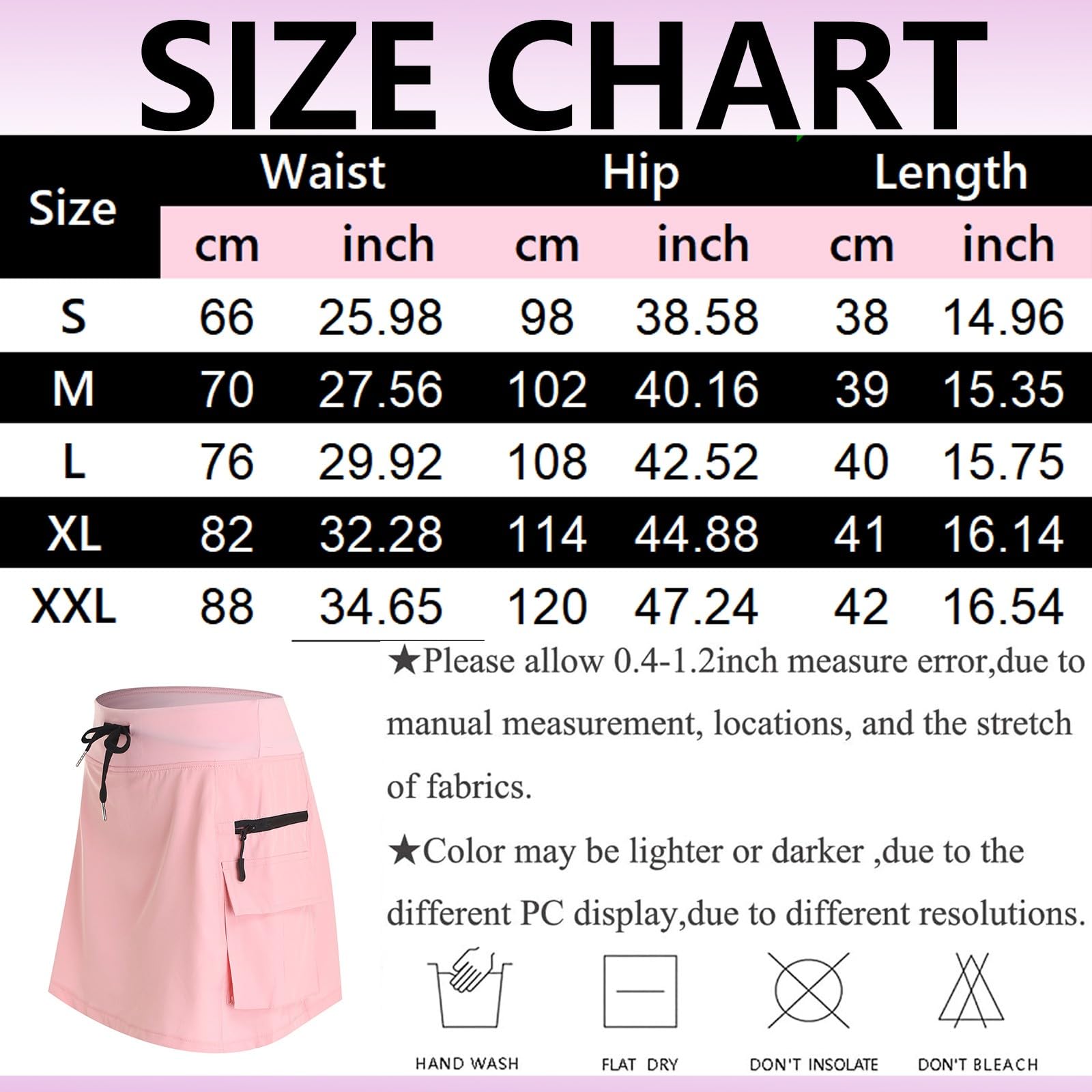Jupe Short Cargo de avec Poches Le, la randonnée pour Femme, Jupe de Sport aux Genoux Taille Haute avec Short été Tennis Skort habillée et décontractée multifonctionnelle entraînement Respirante