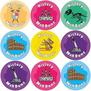 144 History Well Done Reward Stickers For Children, Teachers & Parents - Colourful, Easy Peel Stickers With Strong Adhesive Glue [144 30mm Stickers]