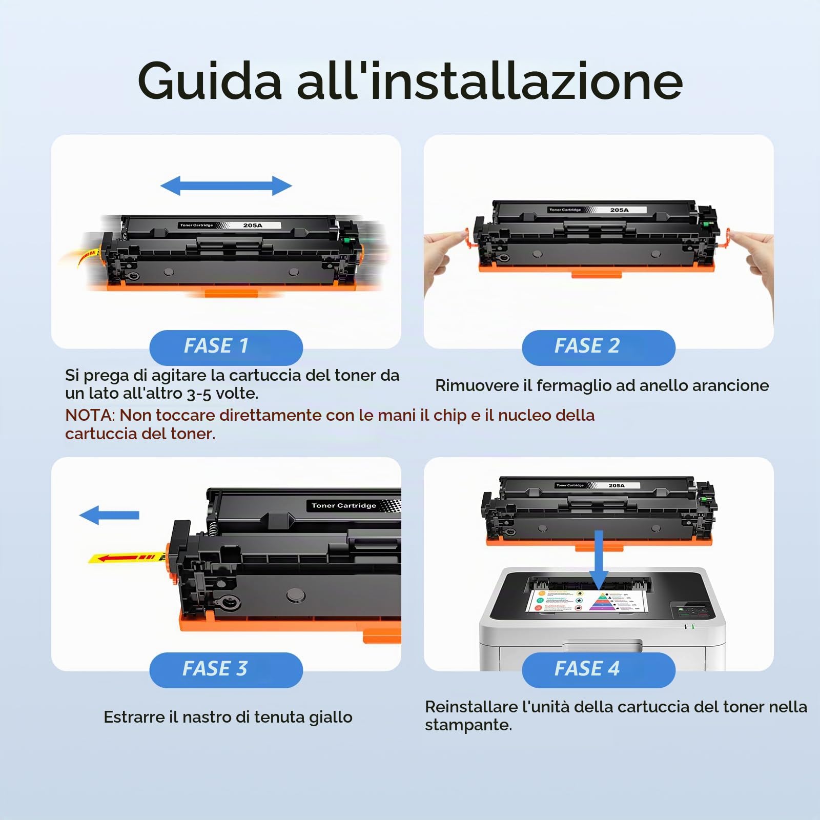 colorfly 205A Toner compatibile con HP 205A CF530A CF531A CF532A CF533A per HP MFP M181fw Toner per Color Laserjet Pro MFP M180n M181FW M180NW M180FW M181N M154A, 4 Pezzi.