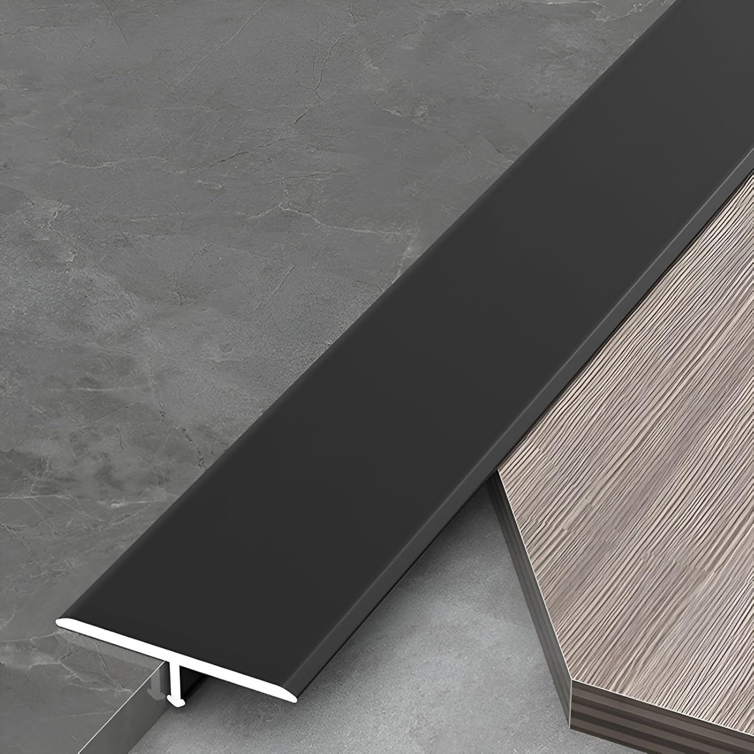 Aluminium T-Übergangsprofil & Übergangsleiste 2x135 cm Schwellen Fugenprofil für Türbereich Wasserdicht Rostfrei Kratzfest Trittfest für Fliesen Laminat Vinyl innen Bad Küche(Schwarz,Breite: 5cm)