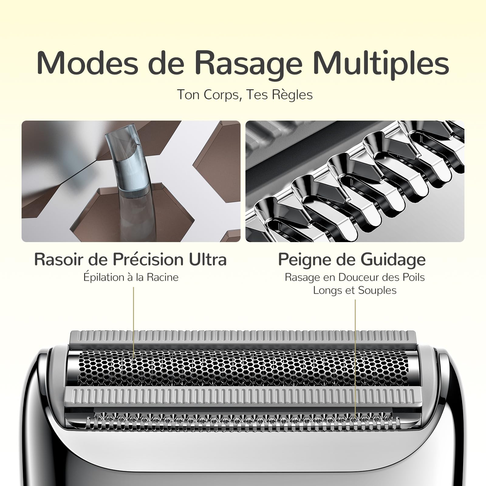 Yoose Electrique Rasoir Femme Professionnelle Electrique Tondeuse Intime Épilateur Électrique Maillot pour Bikini Barbe, Bras, Jambes, Aisselles, Étanche IPX7, Beige