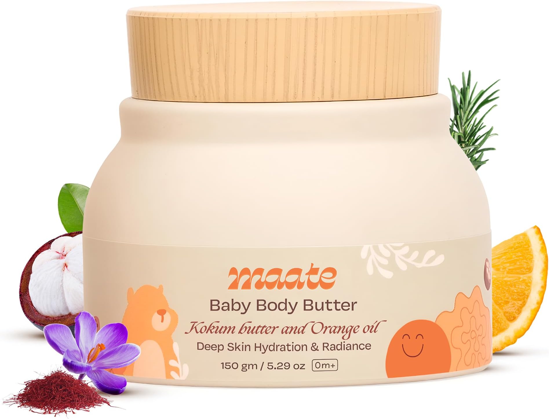 - Maate Baby Body Butter (150 gm) | Enriched with Pure Kokum Butter, Shea Butter, Orange & Saffron Oil | Baby Cream For Face, Skin & Body | Baby Body Butter For Kids 0-12 years | Baby Moisturizer Cream