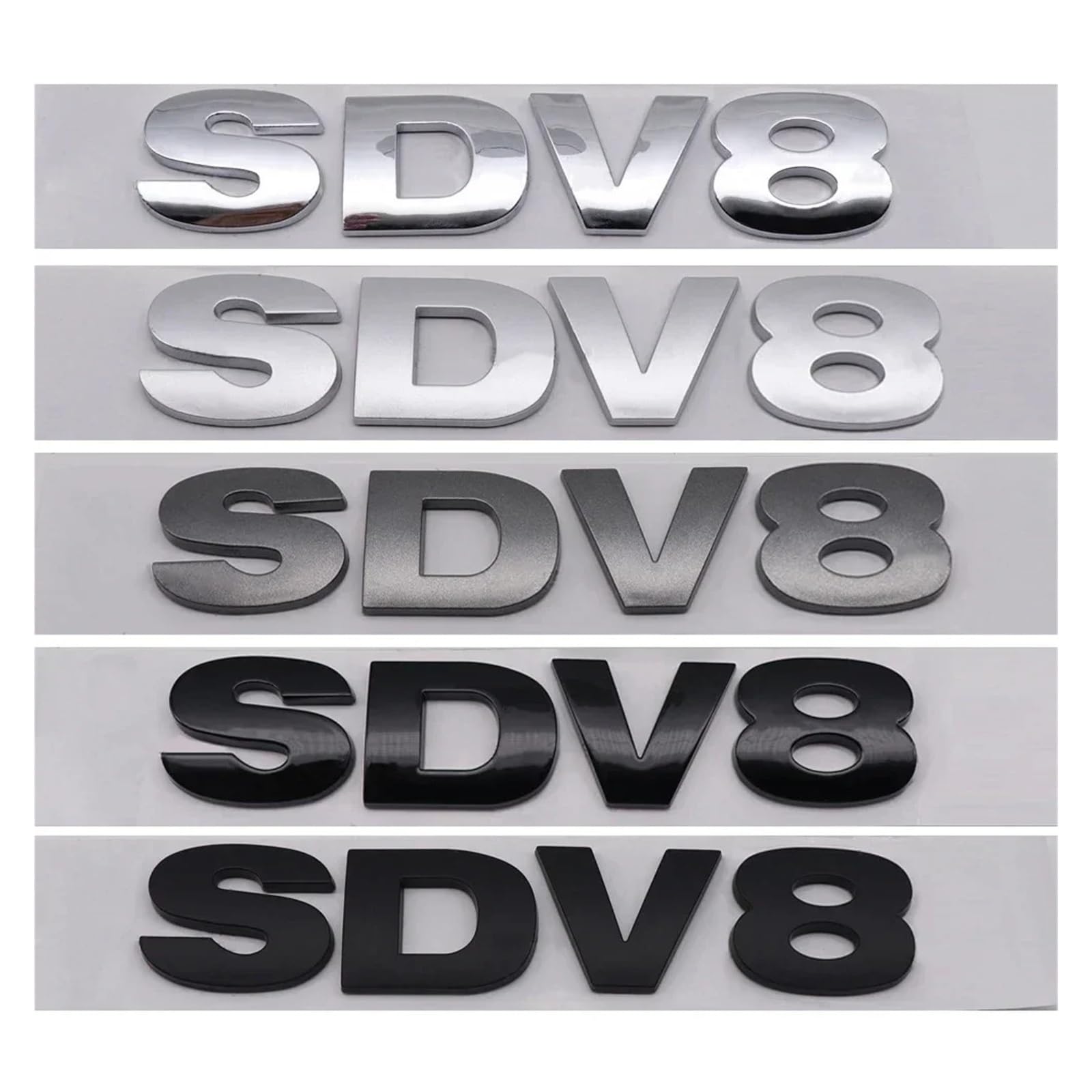 3D ABS Chrome Black Letters SDV6 SDV8 TDV6 TDV8 Logo Car Rear Trunk Emblem Badge Stickers Compatible with Sport Accessories(SDV8,Glossy Black)