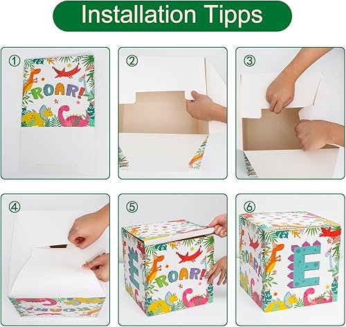 Miniatura 3 de Una caja para el primer cumpleaños, decoraciones de primer cumpleaños para niños y niñas, 3 cajas de globos, caja con patrón de Dinasour para