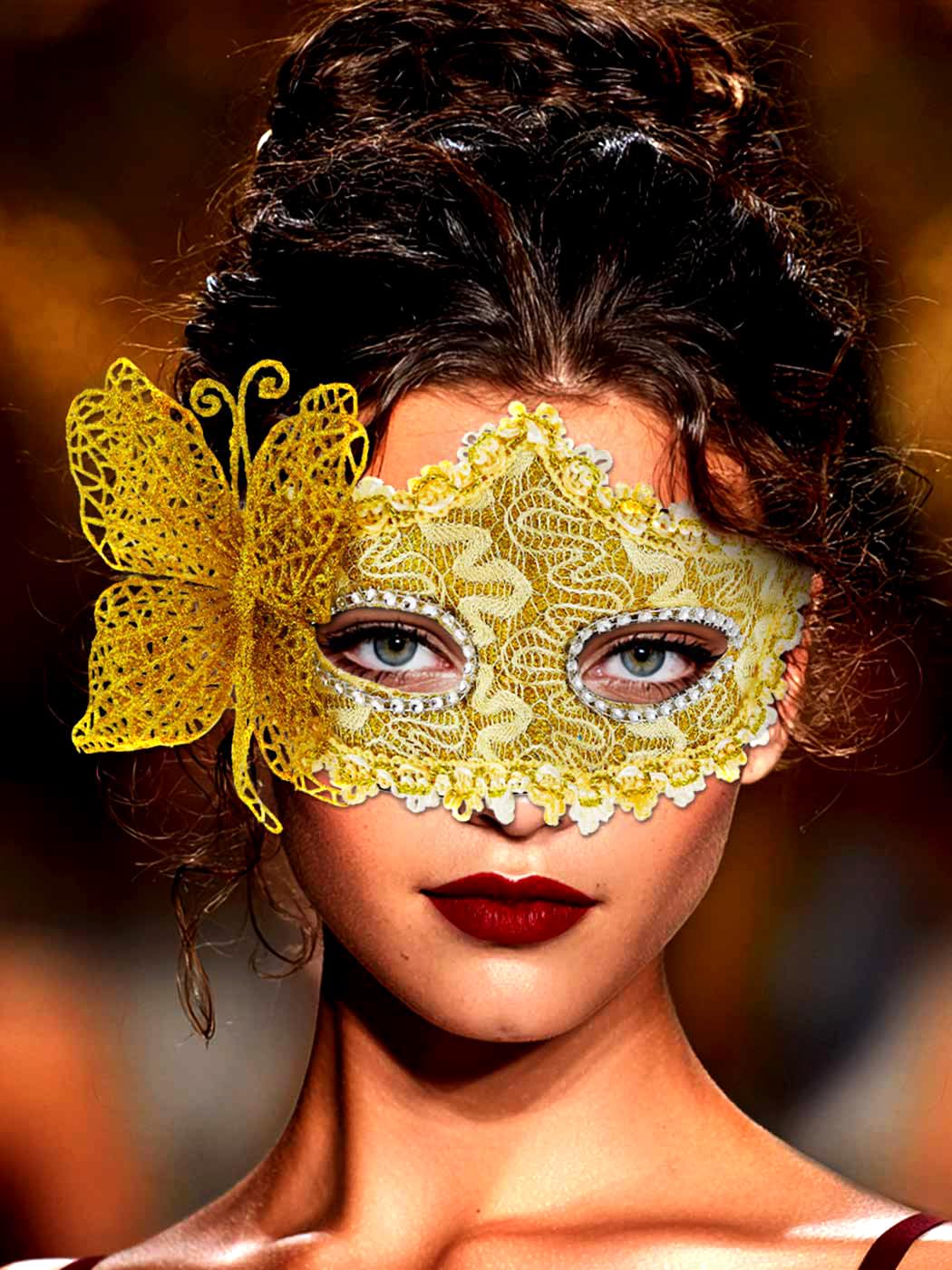 Jovono Butterfly Masquerade Masks Lace Venetian Masks Halloween Cosplay Costume Mask for women (Gold) - Image 4