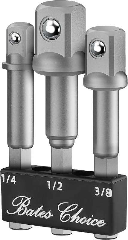 Kit de Adaptadores para Soquetes de Impacto Bates Choice com Haste Hexagonal, 1/4 pol. (6,35 mm), 3/8 pol. (9,5 mm) e 1/2 pol. (12,7 mm), 3 peças