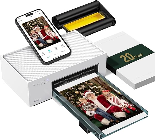 LIENE 4×6” Photo Printer, Wi-Fi, 20 Sheets, Full-Color, Instant Printer for iPhone, Android, Smartphone, Thermal dye Sublimation for Home Use