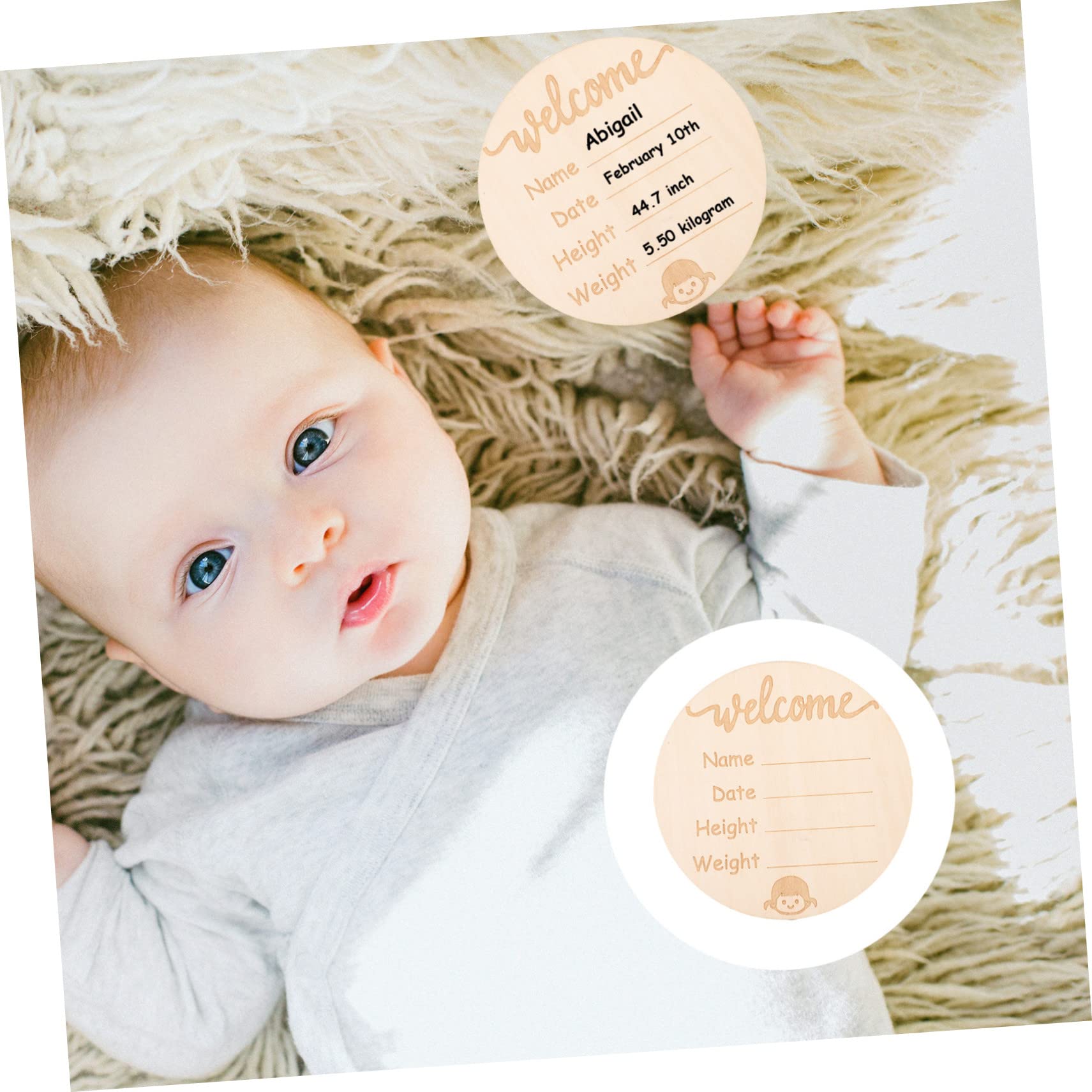 Totority Hospital Arrival Sign 4pcs Wooden Birth Announcement Board Baby Name Sign Set for Newborn