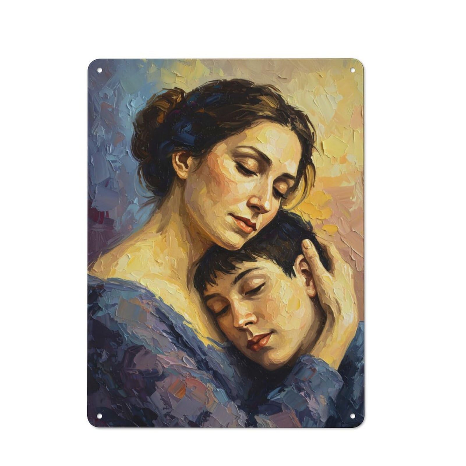 Junmoney Mother And Child Embrace Tin Wall Plaque 40X30cm With For Hobby Room Or Studio, For Updating Hobby Room And Studio After Moving