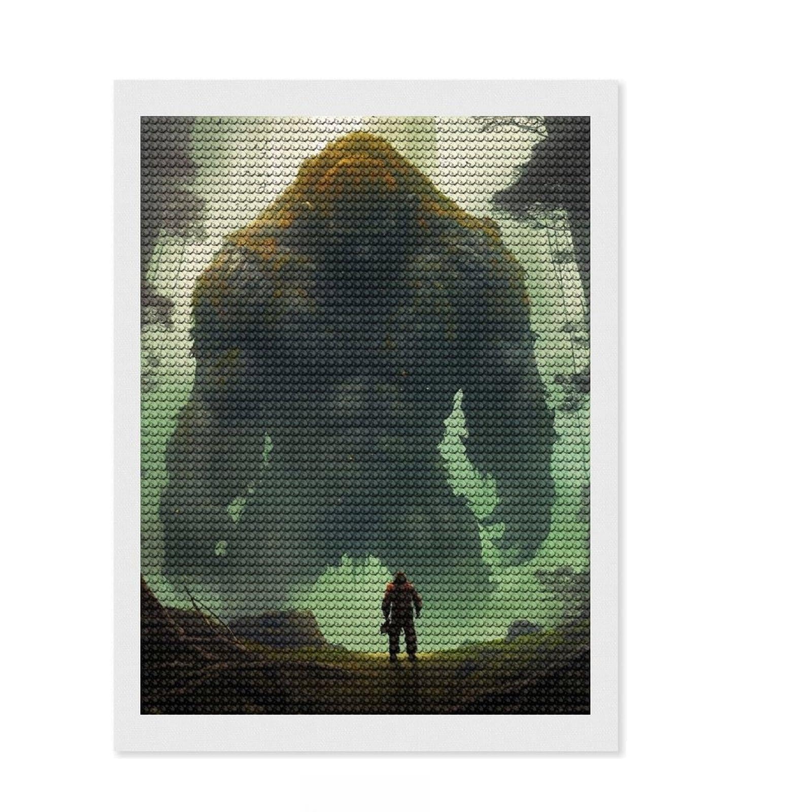 Junmoney Gorilla Diamond Art Kit 12"x16", for Craft Lovers, Satisfying Creative Project, Birthday Gift, Home Wall Decor