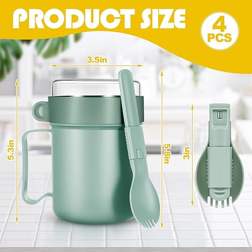 Miniatura 2 de Mifoci 4 tazas de sopa para microondas con tapa, recipientes para sopa y asa con tapa, recipientes de cereales con tapa, frascos de alimentos,