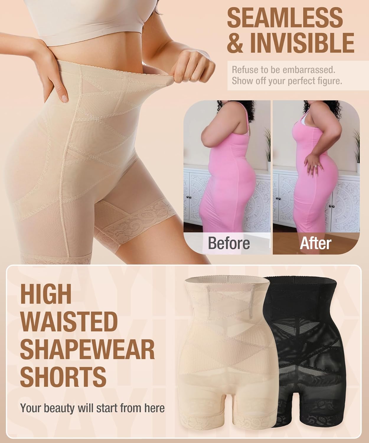 Tummy Control Shapewear for Women Body Shaper High Waist Butt Lifting Panties Seamless Compression Shorts - Image 5