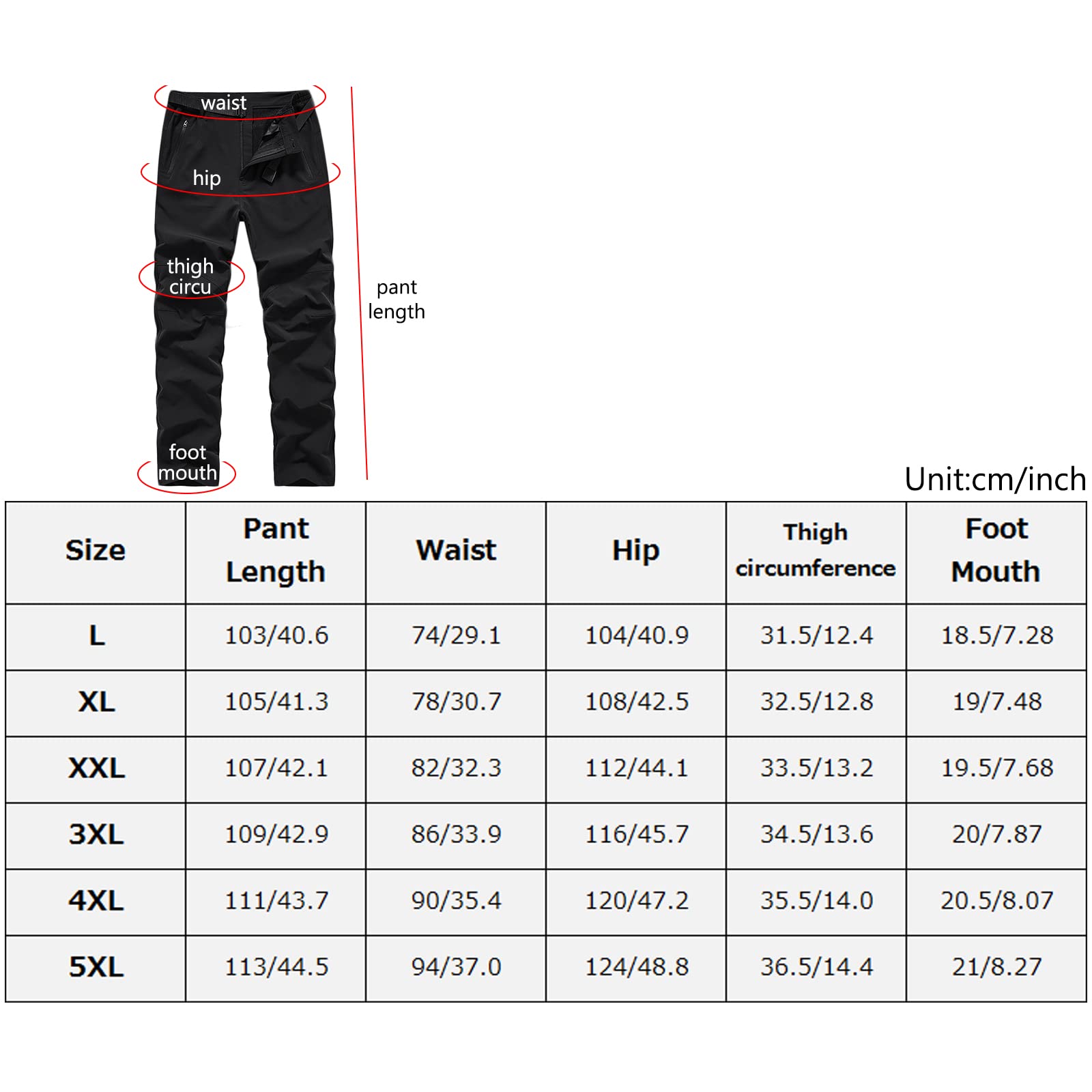 Pantalon de Senderismo Hombres Secado Rápido Impermeable Pantalones Trekking Acampada Transpirables(Size:4XL,Color:Gris)