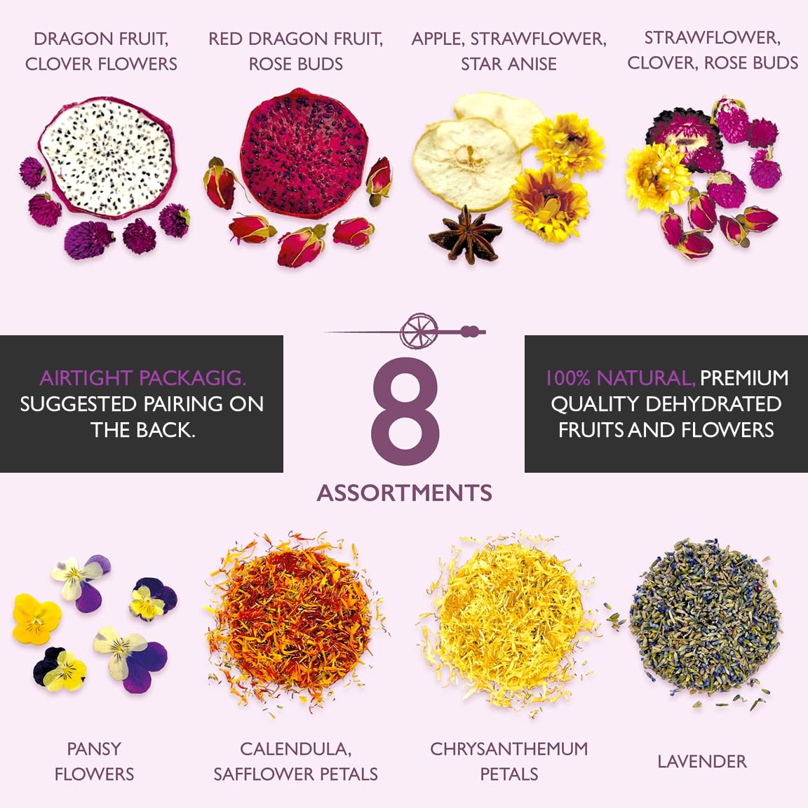 MILLIN Cocktail Garnish Gift Set – Edible Flowers & Dehydrated Fruits | Premium Bar Accessories | Unique Gift for Her | Holiday gifting