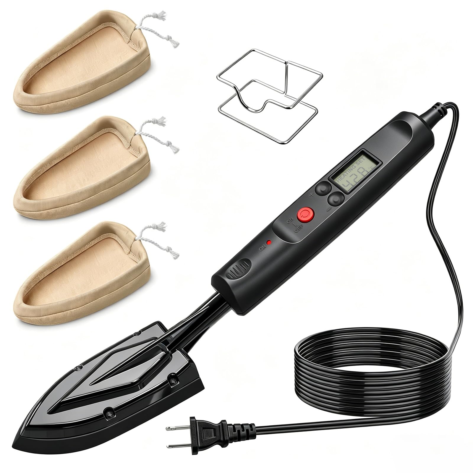 Photo 1 of Edge Bandling Iron with LCD Display,Adjustable 212-428F (100-220C),Metal Stand,98 in Power Cord,3 Replaceable Socks,Precision Control Sealing Iron for Furniture Edges & Models