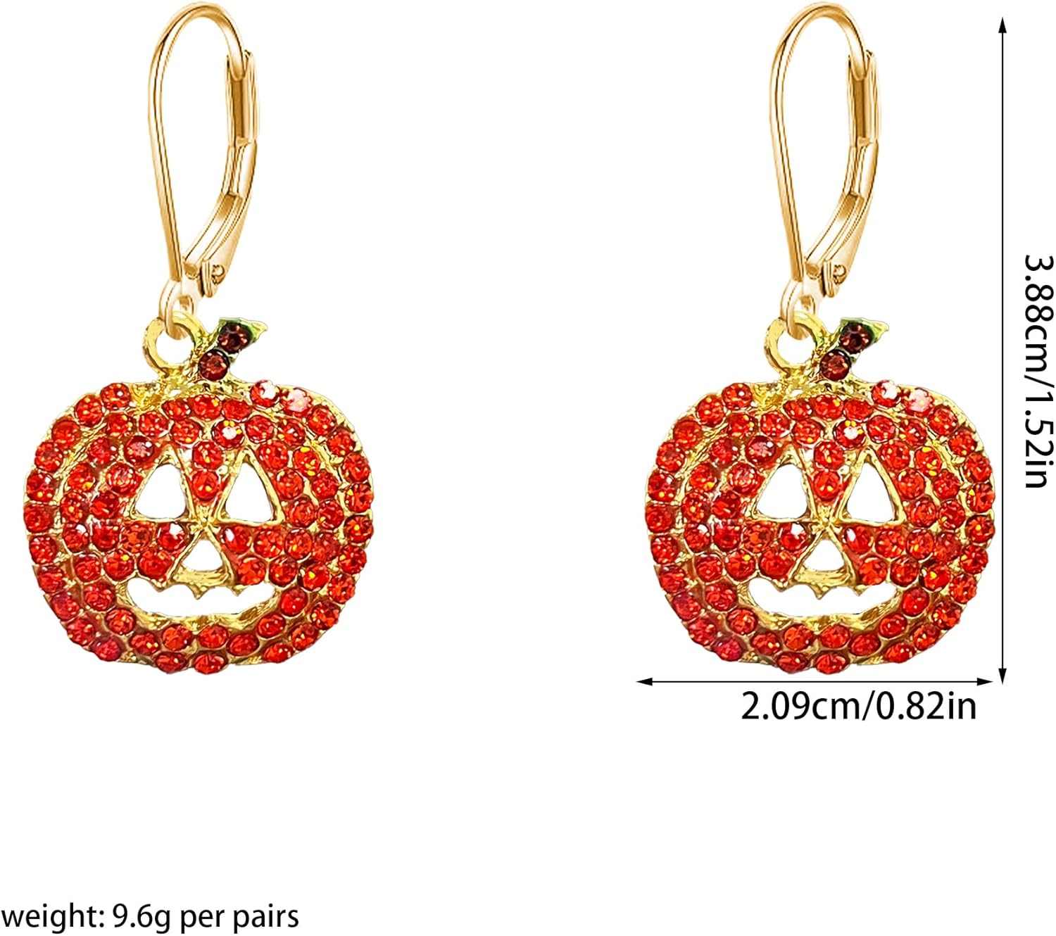 Anmpab Crystal Pumpkin Dangle Drop Earrings for Women Halloween Gold Hoop Earrings with Sparkling Fall Party Jewelry - Image 5