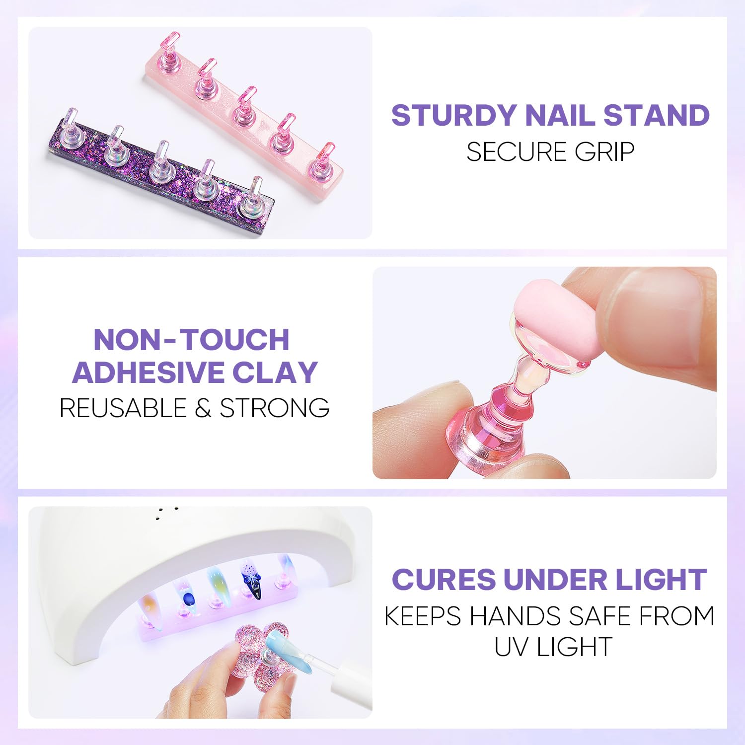 Nicedeco Magnetic stojak na paznokcie Practice Holder uchwyt na paznokcie do ćwiczeń uchwyt na paznokcie stojak na paznokcie do samodzielnego manicure i nakładania paznokci, zawiera 96 sztuk gliny