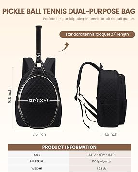 Sucipi Tennis Bags for Women, Quilted Tennis Racket Bag Backpack for Tennis Racquet, Pickleball Paddles, Badminton