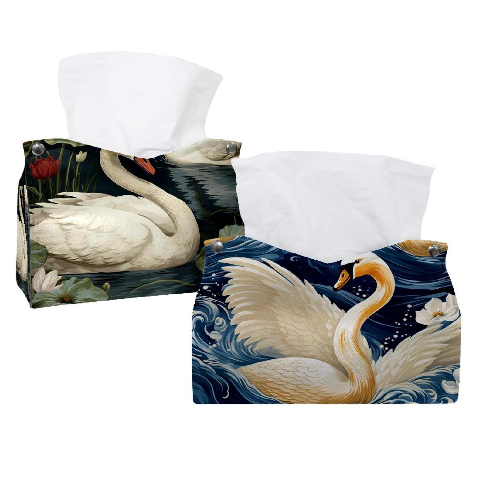 Boîtes à mouchoirs cygne design pour table de salon et commode de chambre