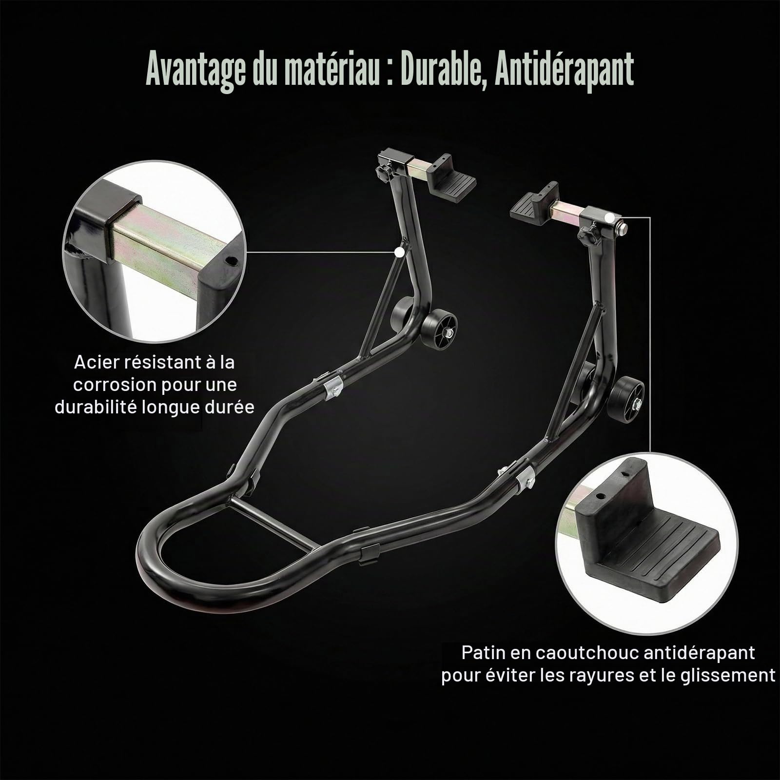 Support De Béquille De Moto: Béquille Arrière D'atelier Moto, Crochet De Levage Oscillant pour Cric De Moto, Support De Griffe pour Adaptateur Oscillant (Tube Carré, L, 1 Paire)