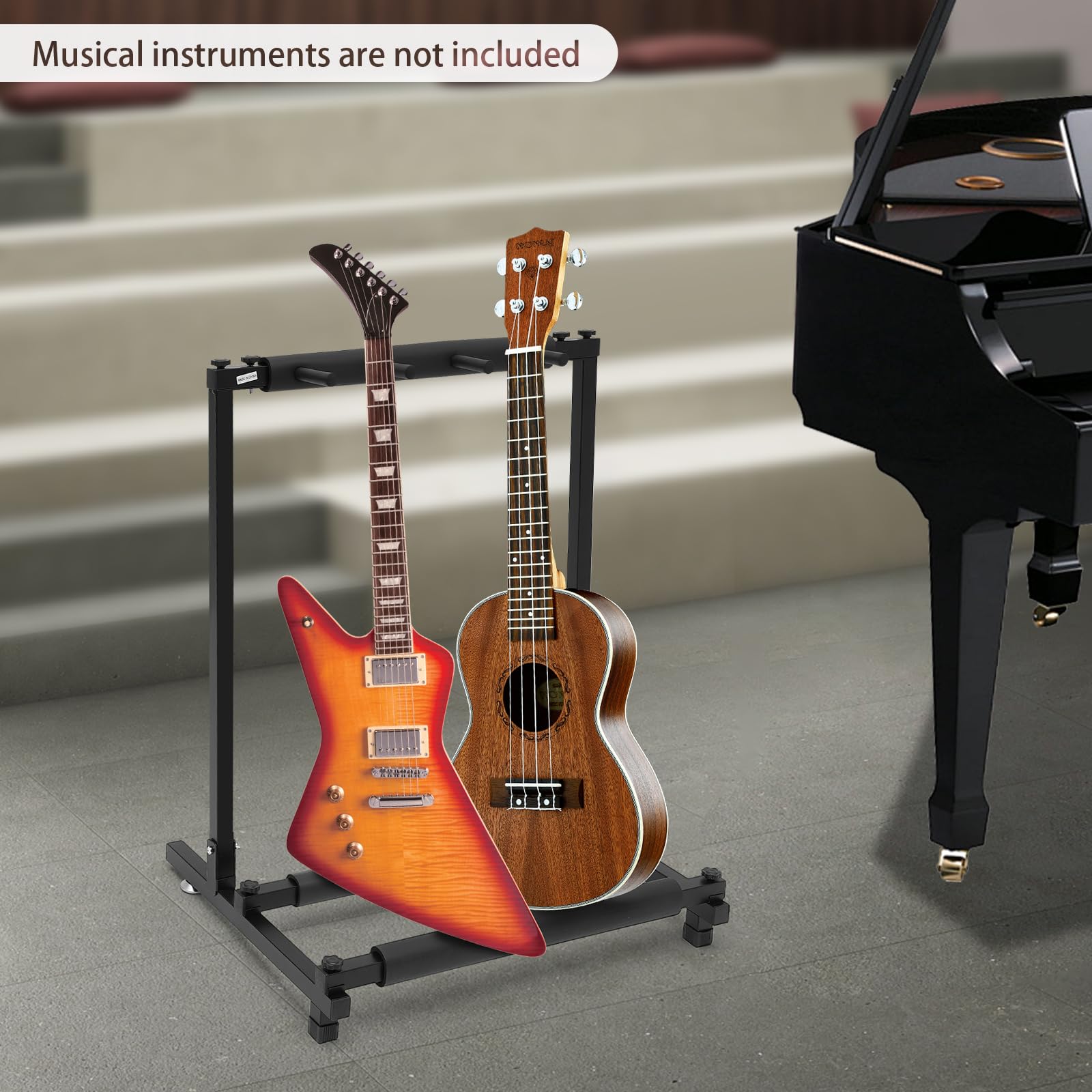 Soporte para 3 guitarras, plegable, hierro estable, color negro