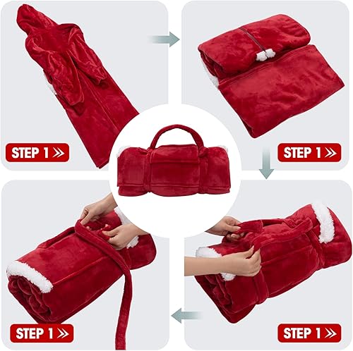 Miniatura 5 de yescool Manta con capucha de gran tamaño, manta de forro polar sherpa, regalo para el día de San Valentín para mujeres, hombres y adultos, manta