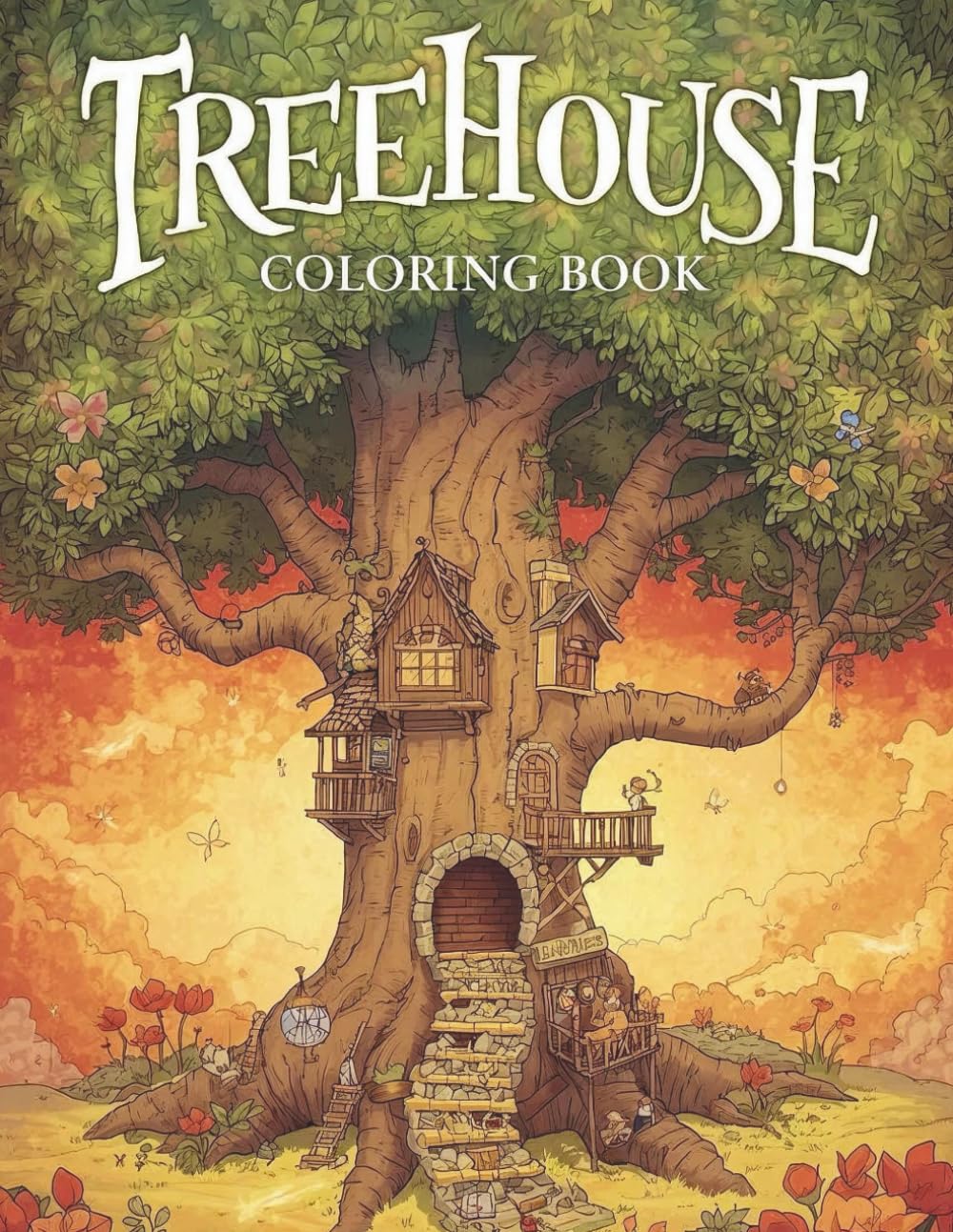 Tree House Coloring Book - Enchanted Forest Edition: Fairytale Tree Houses & Woodland Creatures - Relaxing Coloring for Everyone