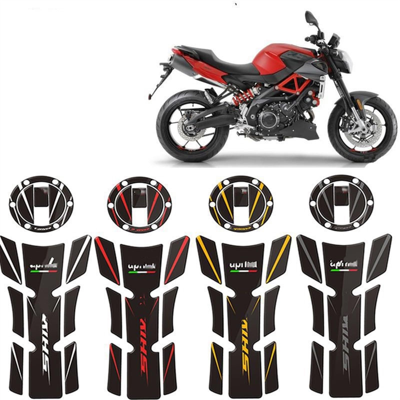Autocollants De Protection Pour Réservoir Aprilia Shiver 750/900 - Gel Antidérapant Motif Arête De Poisson - Noir - Protège La Peinture Des Frottements - 8