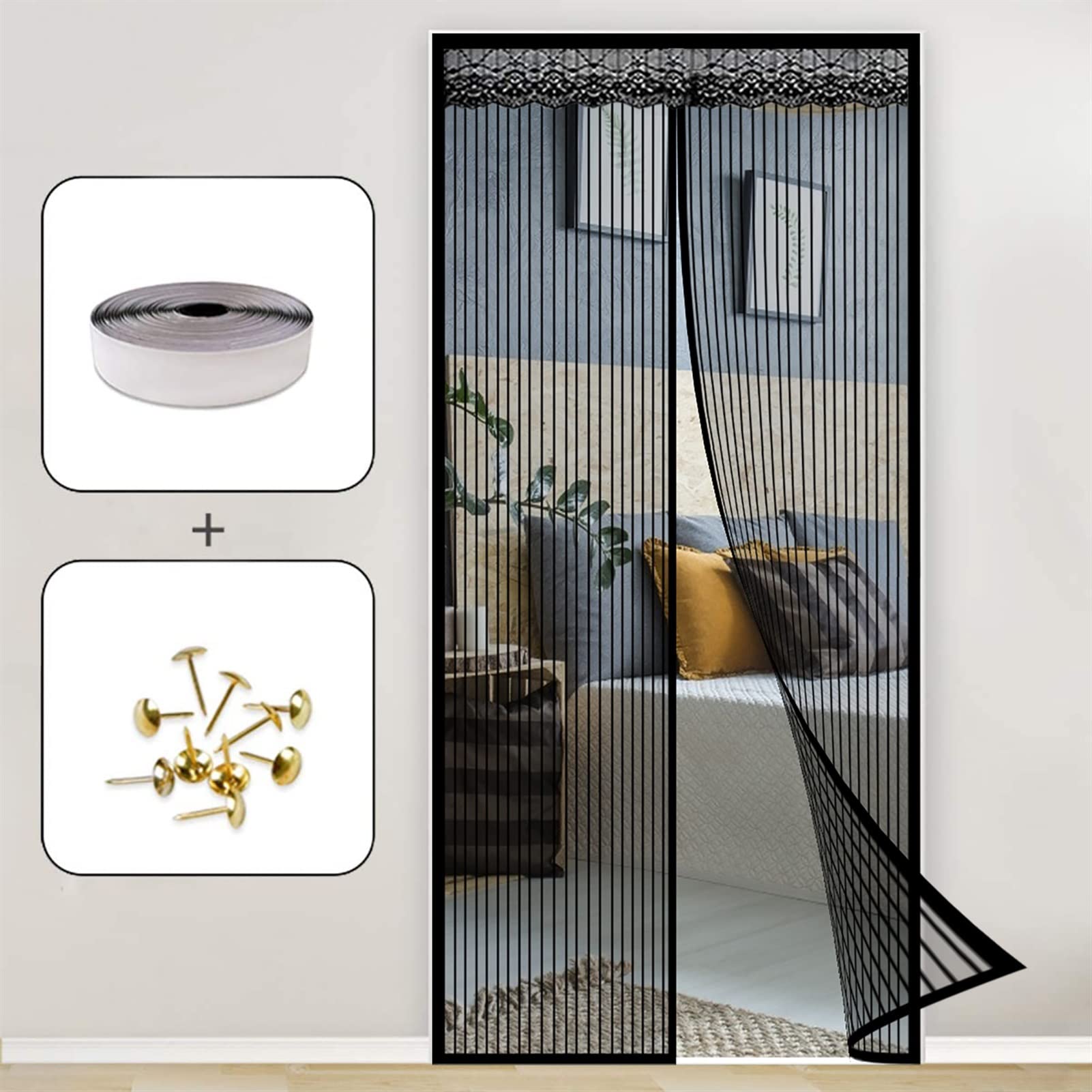 THAIKER Magnet Fliegengitter Für Balkontür – 180x230 Cm, Selbstschließend, Insektenschutz