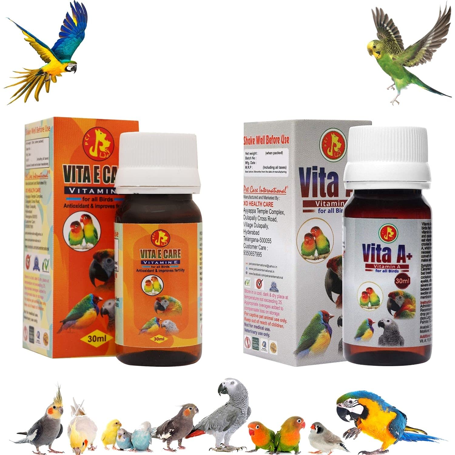 Pet Care International (PCI) Combo Vita E-Care (30ml) and Vita A+ (30ml) || Provide Essential Vitamins & Minerals for Healthy Bird Healthcare (B096X7GTSK) Amazon Price History, Amazon Price Tracker