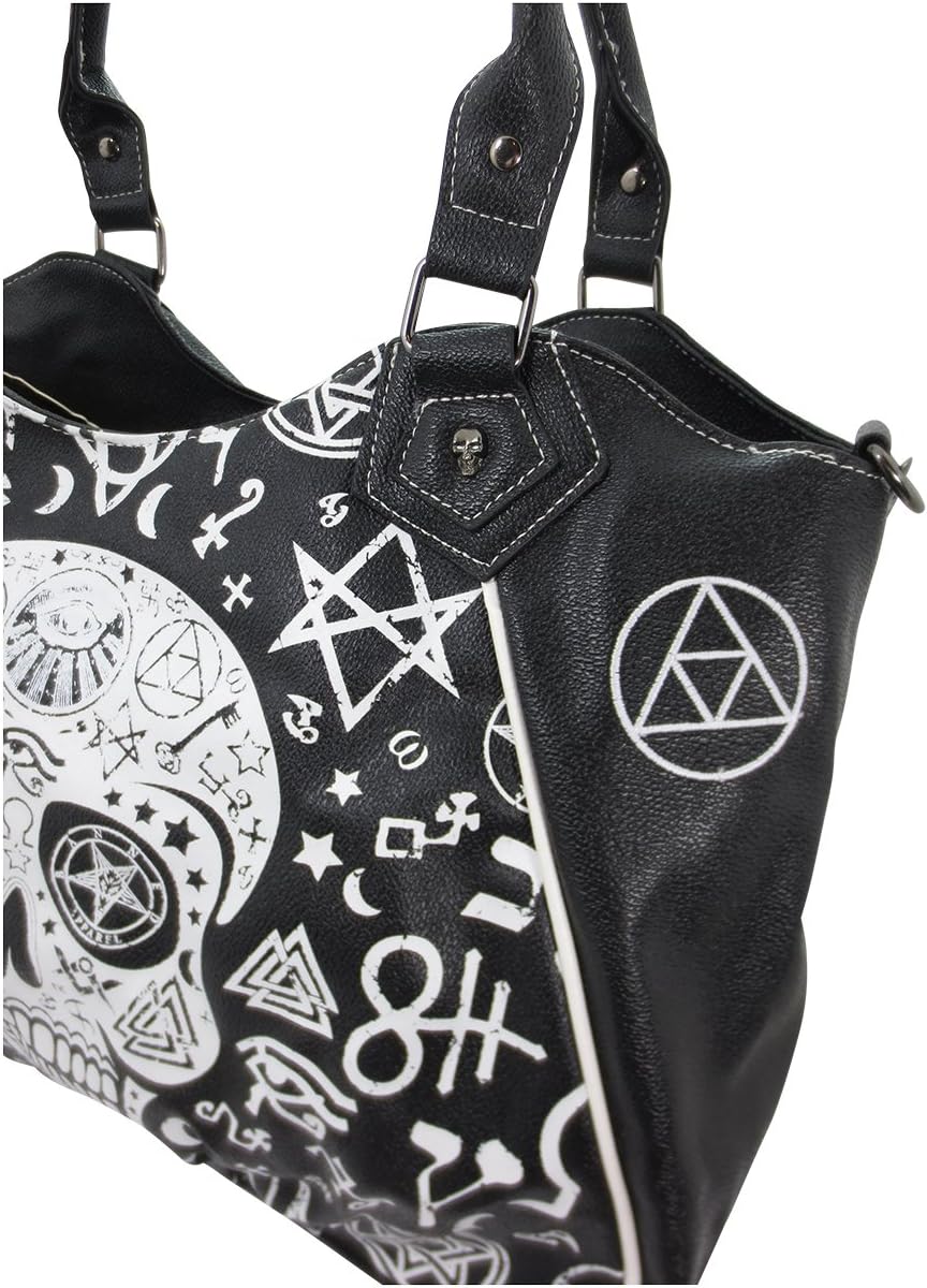 Lost Queen Gothic Rockabilly Skull Pentagram Shoulder Bag - Handbag Purse - Image 3