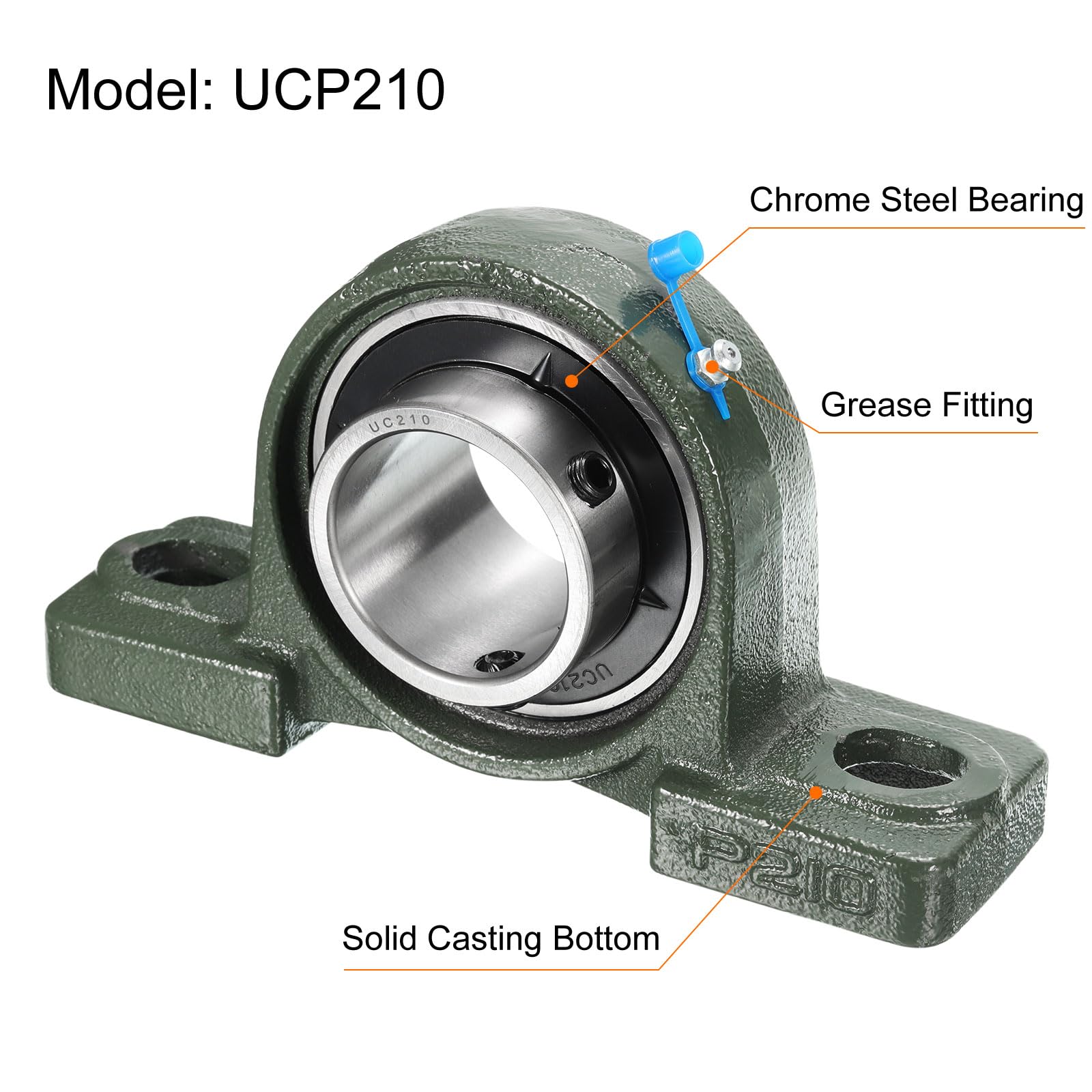 sourcing map UCP210 - Rodamientos de bloque de almohada de 50 mm con autoalineación, base de hierro fundido sólido, rodamientos de acero cromado