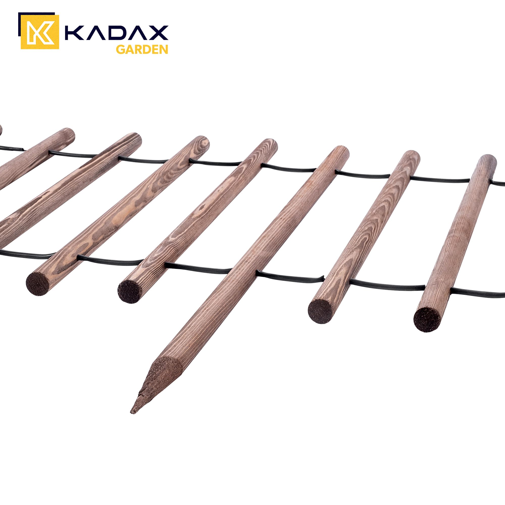 KADAX Bordo per aiuole, recinzione in legno resistente alle intemperie, bordo per aiuole con collegamento in filo di acciaio, bordo per prato, bordo per giardino, aiuole o parco (80 x 230 cm)