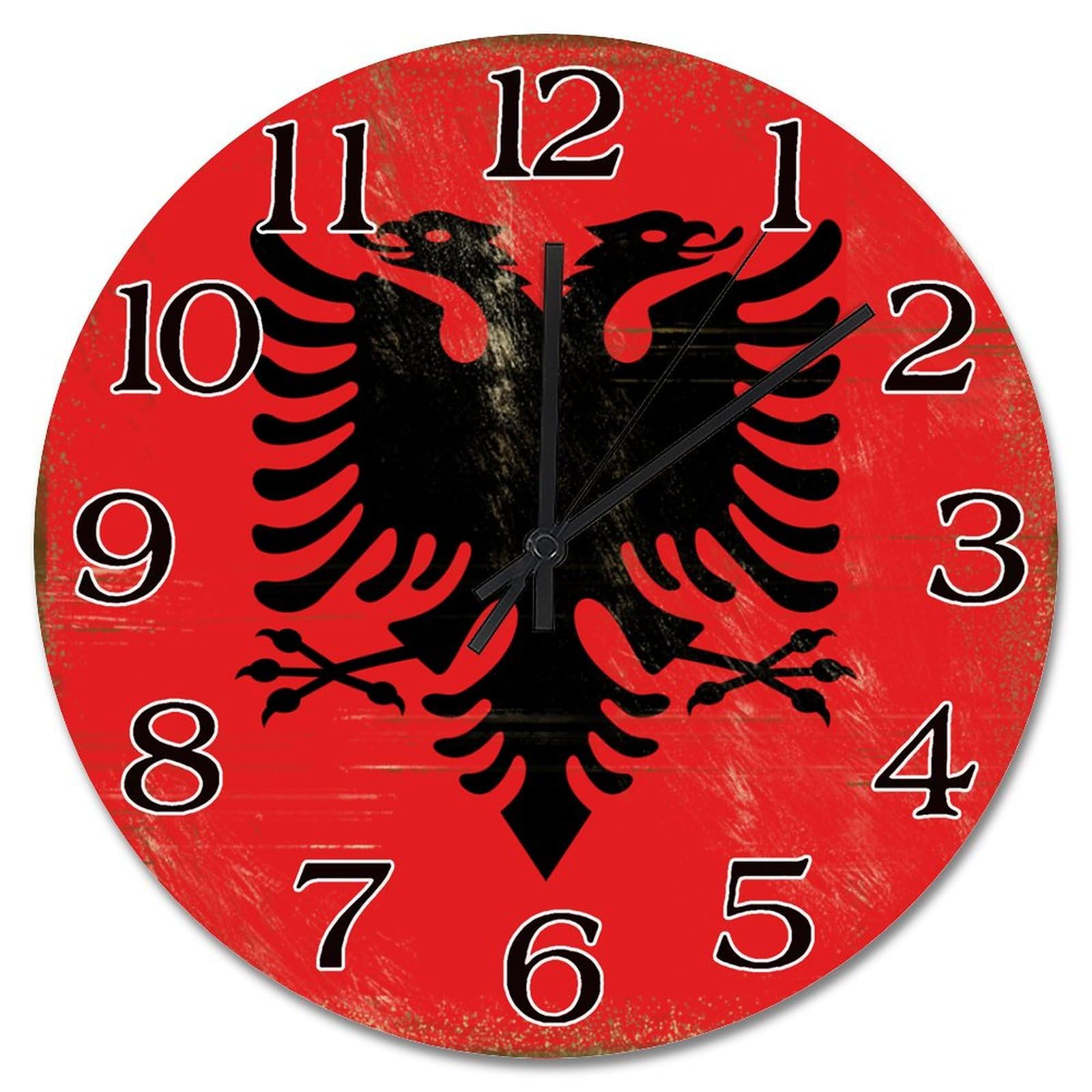 Horloge murale drapeau Albanie, cadeau idéal pour décoration maison