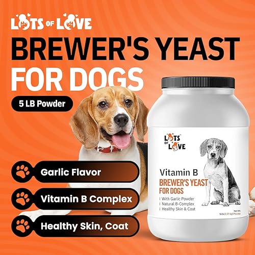 Miniatura 7 de Polvo de levadura de cerveza para perros, sabor a ajo, vitamina B, complejo B natural, niacina y piel y pelaje saludables (1 libra)